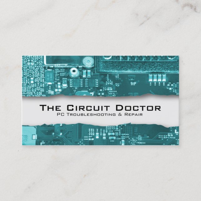 Computer Repair Business Card Electronic Circuits (Front)