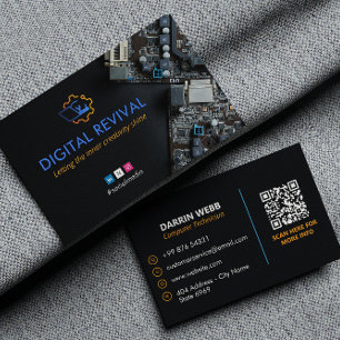 Computer Repair Business   Modern Dark  Business Card