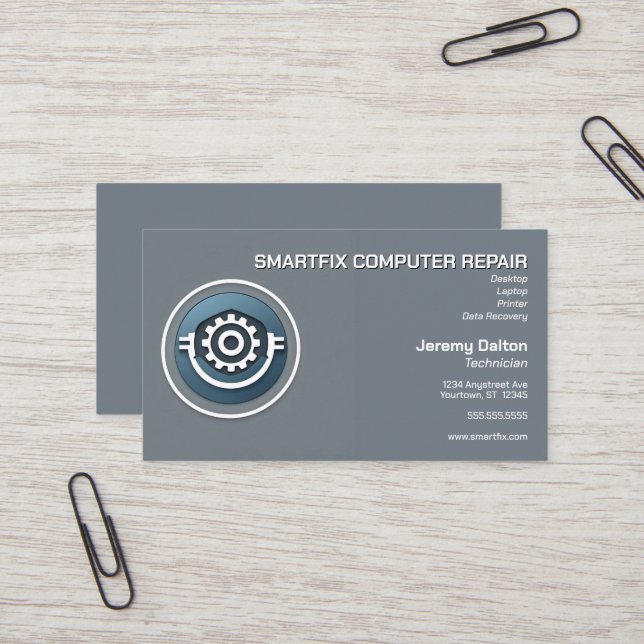 Computer Repair Computer Builder  Data Recovery  Business Card (Front/Back In Situ)