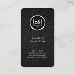 Computer Repair Computer Gears Icon Business Card