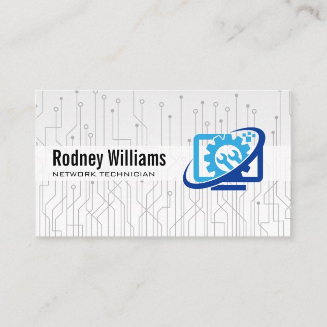 Computer Repair Logo | Technician Business Card (Front)