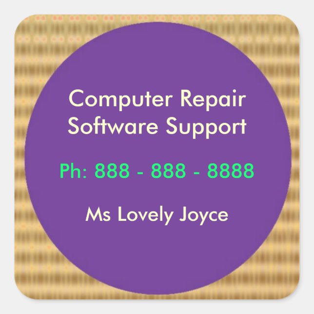Computer Repair n Software Support Square Sticker (Front)