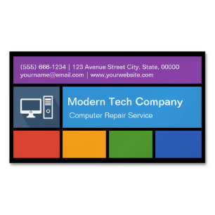 Computer Repair Retailer - Colourful Tiles Creativ Magnetic Business Card