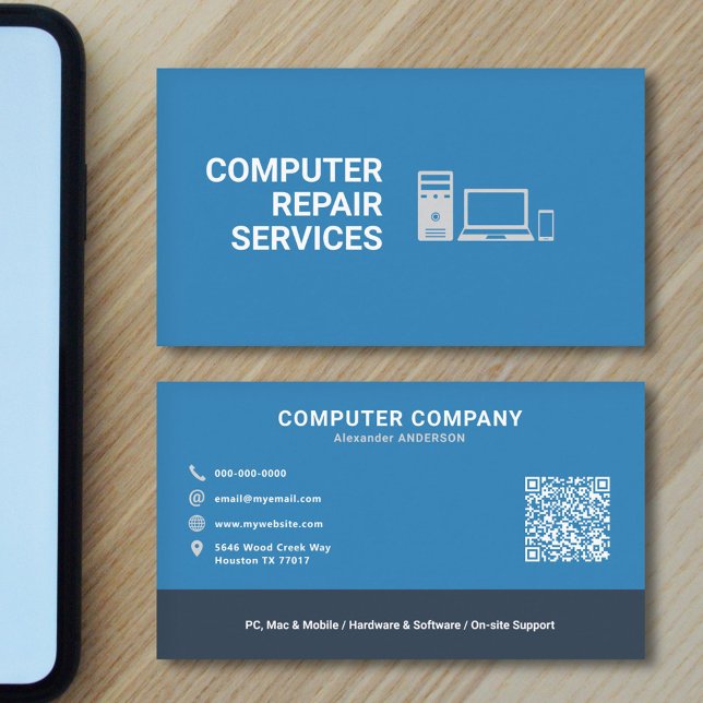 Computer Repair Services Business Card (Computer Repair Services Business Card)