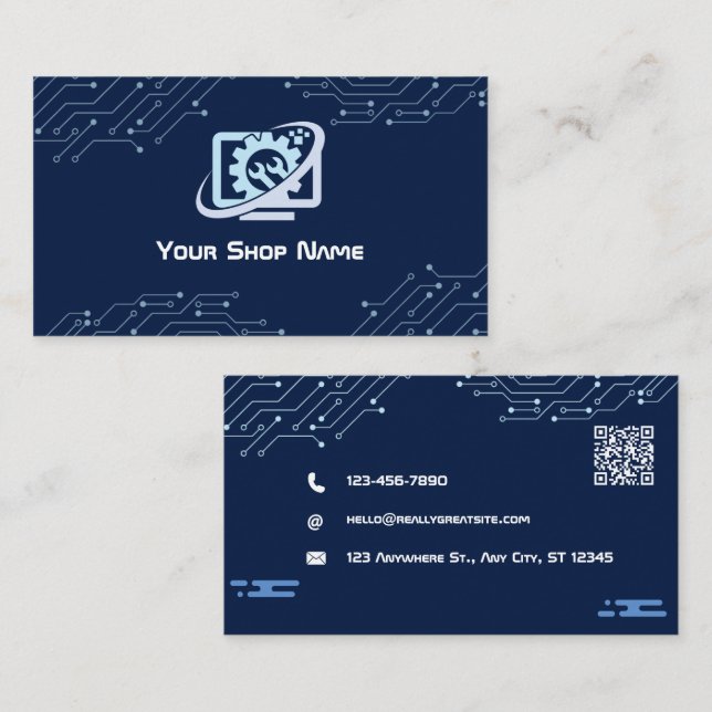 Computer Repair Shop Business Card (Front/Back)