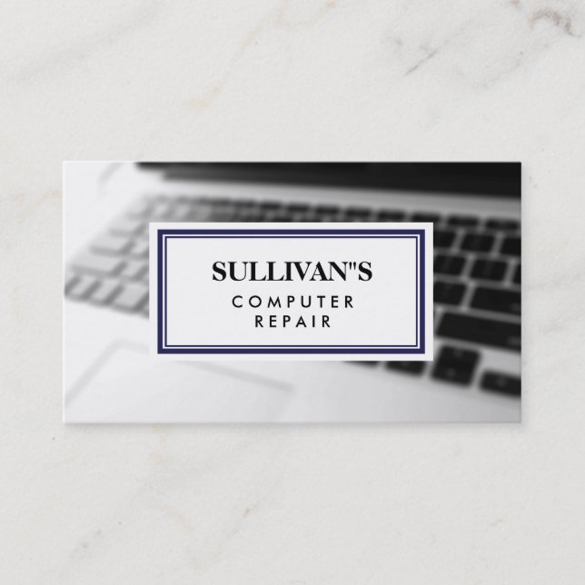 Computer Repair Technician Keyboard Classic Blur Business Card (Front)