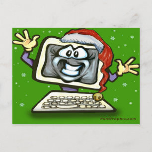 Computer Santa Holiday Postcard