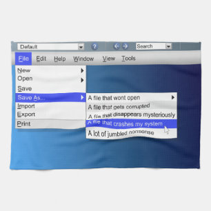 Computer sarcasm. tea towel