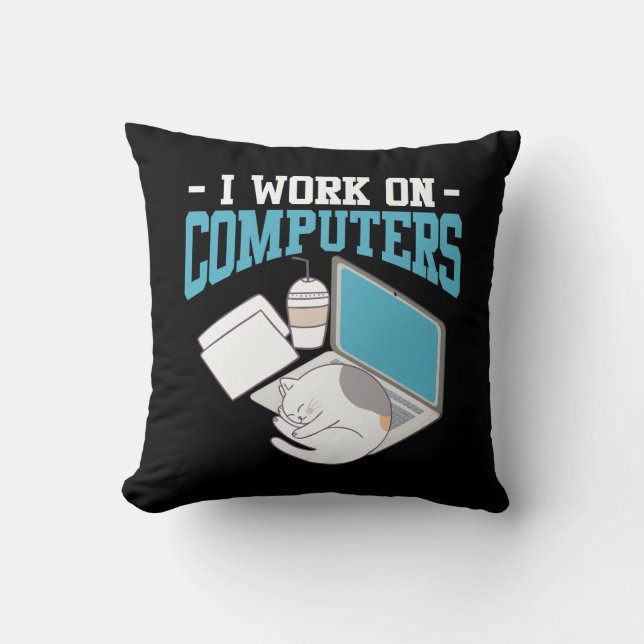 Computer Science Cat Gaming Nerd Kitten Programmer Cushion (Front)