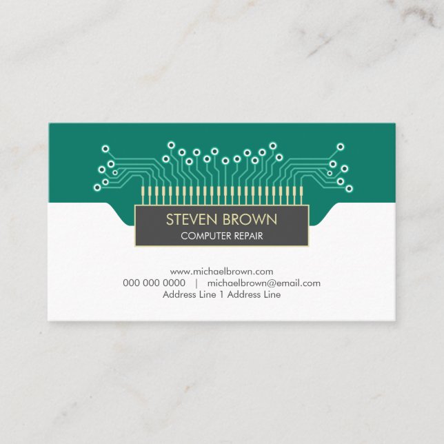Computer Science Circuit Board Geek Coding Tech Business Card (Front)