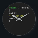 Computer Science Python Programmer Eat Code Sleep Large Clock<br><div class="desc">Know someone who would love this tee? Buy it for them as a gift. Perfect to be worn at hackathons,  at a software development job,  or at a home office.</div>