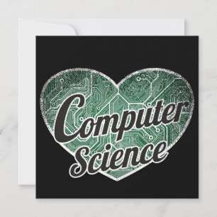 Computer Science Retro Heart Blackboard Love Invitation