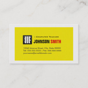 Computer Teacher - Urban Yellow White Business Card