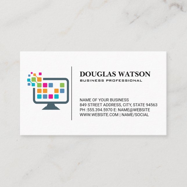 Computer Tech Icon Business Card (Front)