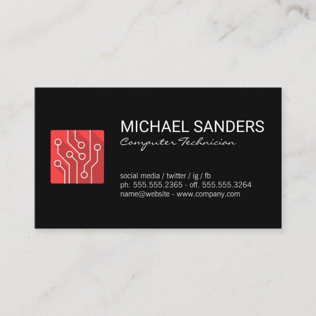 Computer Technician | Circuits Business Card (Front)