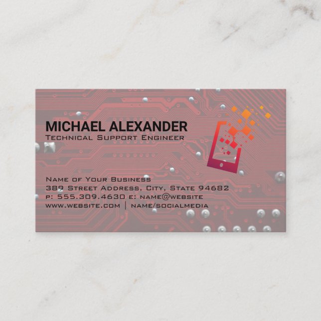 Computer Technician | Phone Logo Business Card (Front)