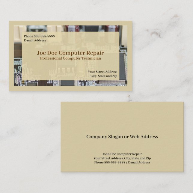 Computer Technician Programmer Business Card (Front/Back)