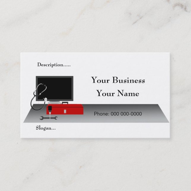 Computer Technician Service Business Crad Card (Front)