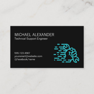Computer Technician   Wrench in Hand Business Card