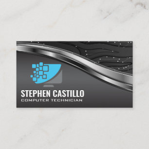 Computer Technology Metallic Business Card