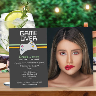 Computer Video Game Over Bachelorette Party Invitation