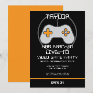 Computer Video Game Player Levelling Up Birthday Invitation