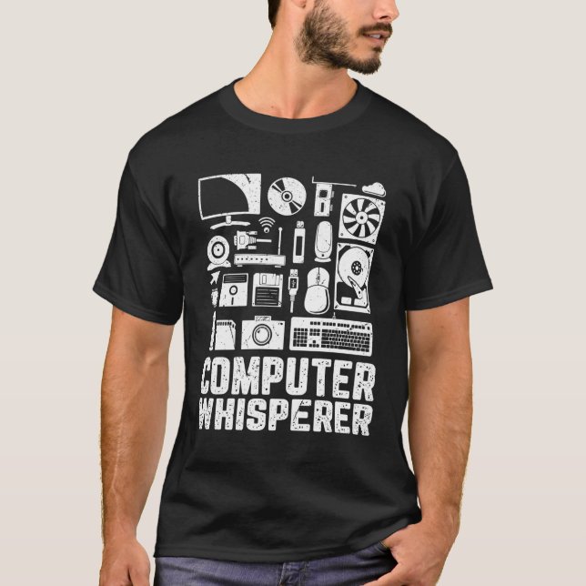 Computer Whisperer Funny Tech Supports Nerds Geeks T-Shirt (Front)