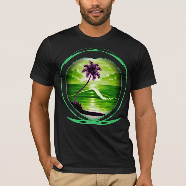 Computerised Digital Airbrushed Beach Scene T-Shirt (Front)
