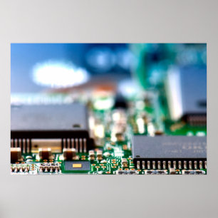 Computer's chip closeup poster