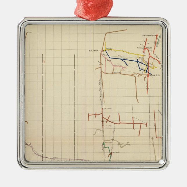 Comstock Mine Maps Number V Metal Tree Decoration (Front)