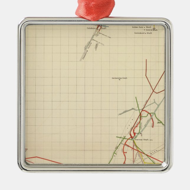 Comstock Mine Maps Number VII Metal Ornament (Front)