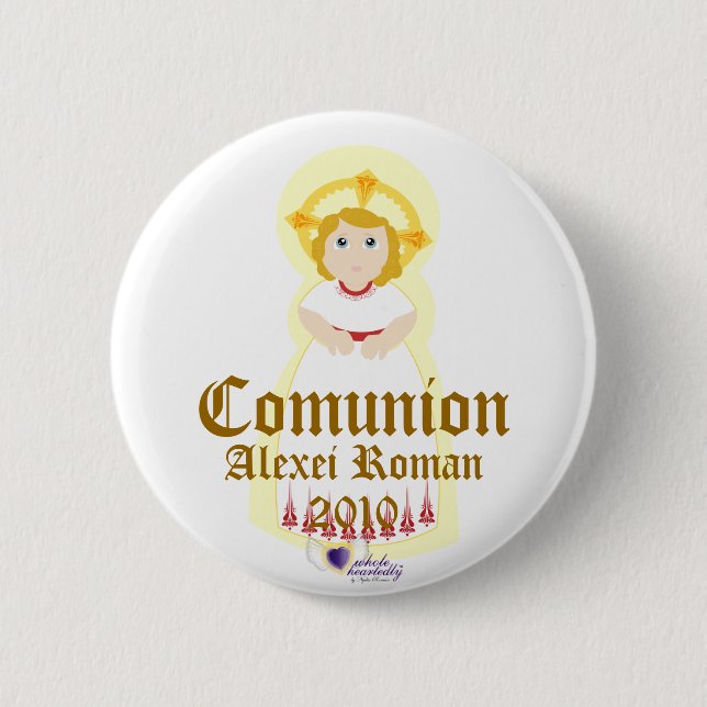 "Comunion" Button- Customise 6 Cm Round Badge (Front)