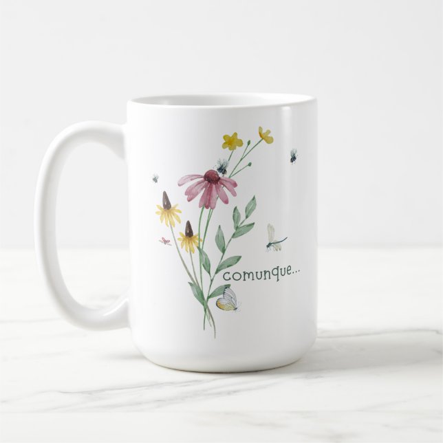 Comunque (con fiori; Italiano) Coffee Mug (Left)