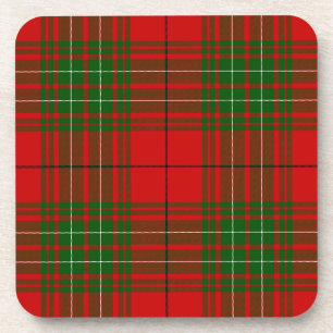 Comyn tartan red green plaid coaster