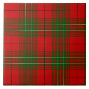 Comyn tartan red green plaid tile
