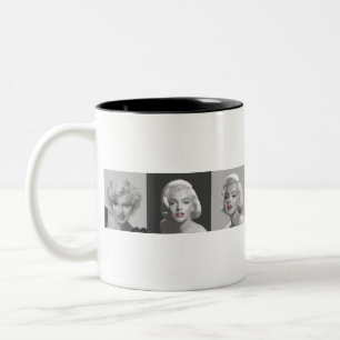 CON18BWRD Marilyn Trio Red Lips Blue Eyes.tif Two-Tone Coffee Mug