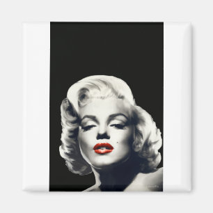 CON24BW-V4 Red Lips Marilyn IN BLACK.tif Magnet