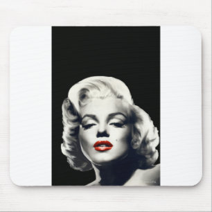 CON24BW-V4 Red Lips Marilyn IN BLACK.tif Mouse Pad