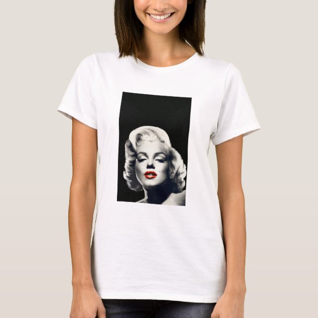 CON24BW-V4 Red Lips Marilyn IN BLACK.tif T-Shirt (Front)