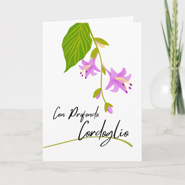 Con Profondo Cordolio Sympathy in Italian Hosta Card (Front)