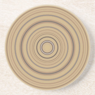 Concentric Beige & Brown Circles Sandstone Coaster