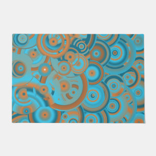 Concentric Circle Gradient Orange Rust Turquoise Doormat