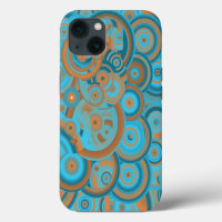Concentric Circle Gradient Orange Rust Turquoise