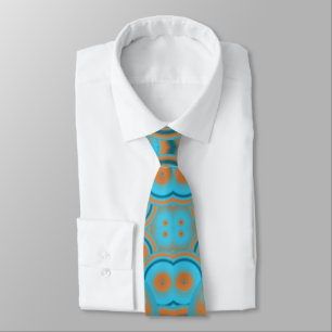 Concentric Circle Gradient Orange Rust Turquoise Tie