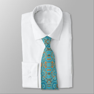 Concentric Circle Gradient Orange Rust Turquoise Tie