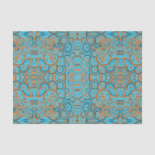 Concentric Circle Gradient Orange Rust Turquoise Tissue Paper
