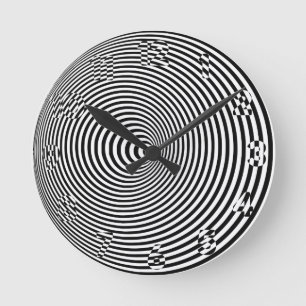 Concentric Circle Optical Illusion Inverse Round Clock