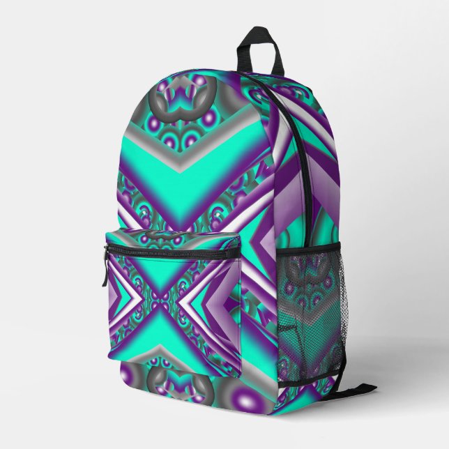 Concentric Circled To The Point Abstract    Printed Backpack (Back Corner Right)