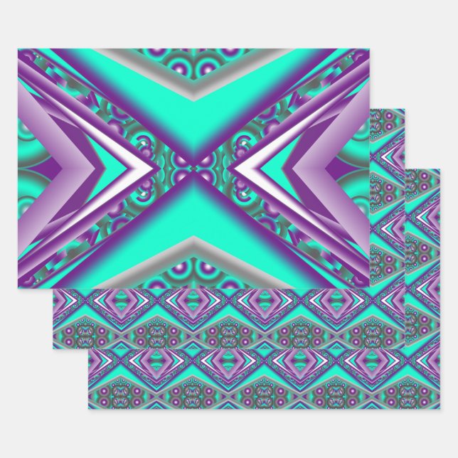 Concentric Circled To The Point Abstract Wrapping Paper Sheet (Set)