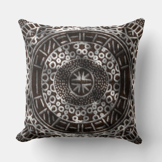 Concentric Circles African Tribal Print brown Cushion (Front)